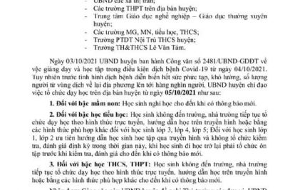 V/v giảng dạy và học tập trong điều kiện dịch bệnh Covid-19 từ ngày 05/10/2021